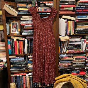 EUC Hill House Ellie Nap Dress in Burgundy Floral Crepe
